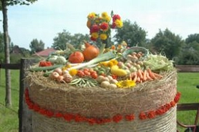 Zuerkennen ist Straßenschmuck zum Erntefest Lesumstotel/Werschenrege, im Hintergrund sieht man schöne Landschaft mit Bäumen.&nbsp;&copy;&nbsp;Gemeinde Ritterhude