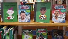 Das Bild zeigt ein Regal mit Büchern zu Fußball in der Gemeindebücherei.