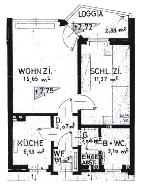 Grundriss 2-Zimmer-Wohnung Grundriss 2-Zimmer-Wohnung © Gemeinde Ritterhude